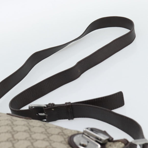 GUCCI GG Supreme Shoulder Bag PVC Beige Silver 148476 Auth BA14217