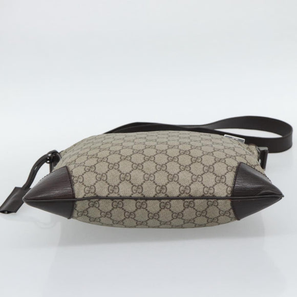 GUCCI GG Supreme Shoulder Bag PVC Beige Silver 148476 Auth BA14217