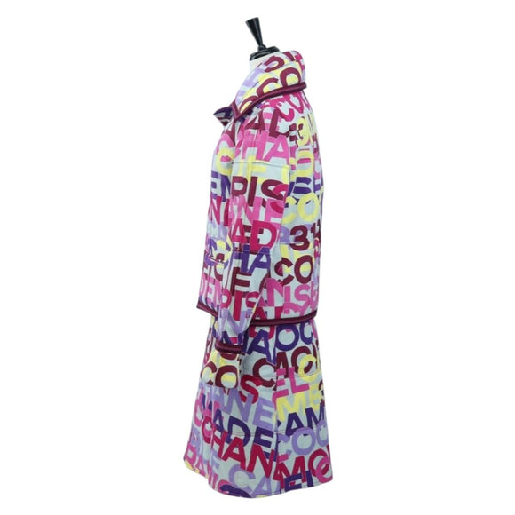 CHANEL Skirt Setup Jacket Cotton Pink CC Auth BA14218SM