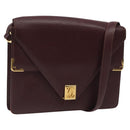 CARTIER Must Line Shoulder Bag Leather Bordeaux Gold Auth BA1422-1