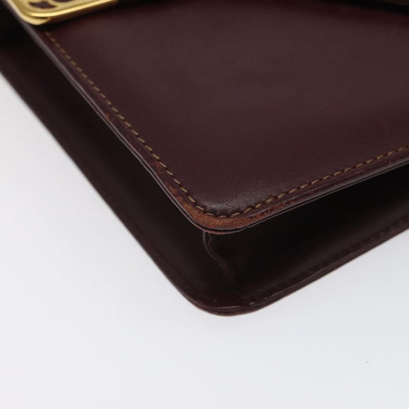 CARTIER Must Line Shoulder Bag Leather Bordeaux Gold Auth BA1422
