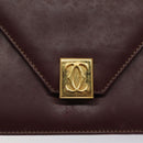 CARTIER Must Line Shoulder Bag Leather Bordeaux Gold Auth BA1422-18