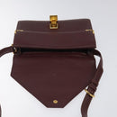 CARTIER Must Line Shoulder Bag Leather Bordeaux Gold Auth BA1422-9