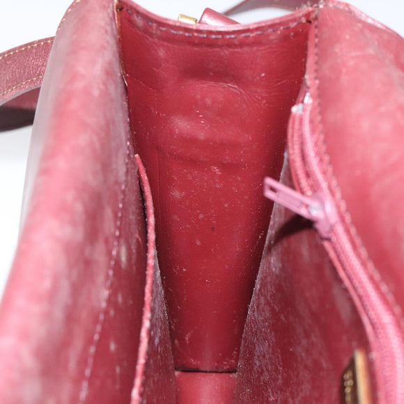 CARTIER Must Line Shoulder Bag Leather Bordeaux Gold Auth BA1422