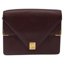 CARTIER Must Line Shoulder Bag Leather Bordeaux Gold Auth BA1422-13