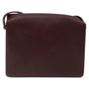 CARTIER Must Line Shoulder Bag Leather Bordeaux Gold Auth BA1422-2