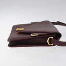 CARTIER Must Line Shoulder Bag Leather Bordeaux Gold Auth BA1422-3