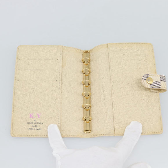 LOUIS VUITTON Damier Azur Agenda PM Day Planner Cover R20706 LV Auth BA14223