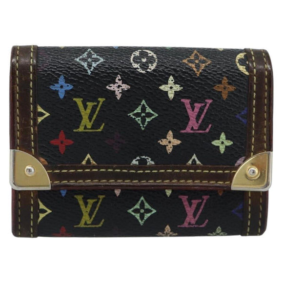LOUIS VUITTON Monogram Multicolor Porte Monnaie Pla Black M92656 LV Auth BA14228