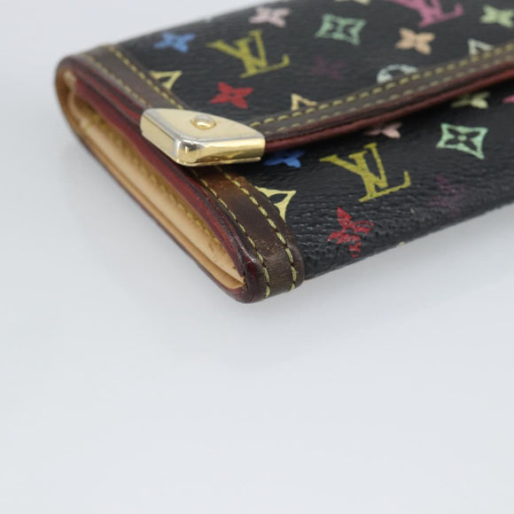 LOUIS VUITTON Monogram Multicolor Porte Monnaie Pla Black M92656 LV Auth BA14228