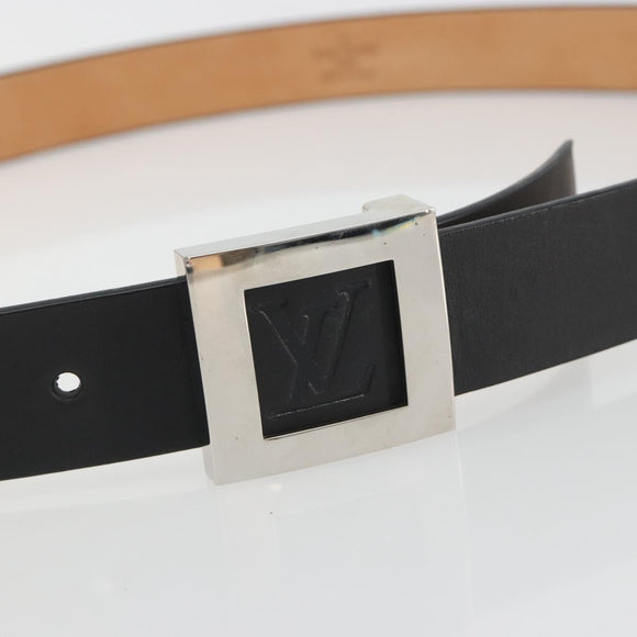 LOUIS VUITTON Ceinture LV Stamp Belt Leather Black M6896 LV Auth BA14230A