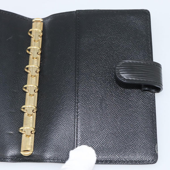 LOUIS VUITTON Epi Agenda PM Day Planner Cover Black R20052 LV Auth BA14236