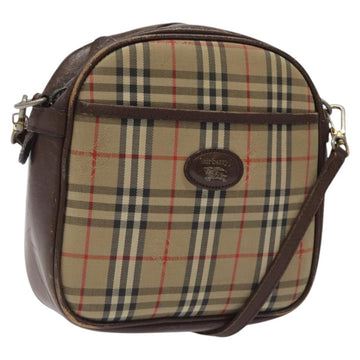 Burberrys Nova Check Shoulder Bag Canvas Beige Gold Auth BA1424