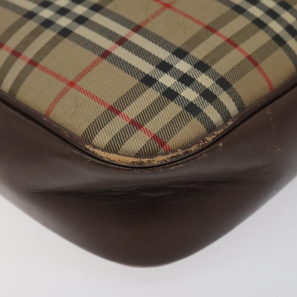 Burberrys Nova Check Shoulder Bag Canvas Beige Gold Auth BA1424
