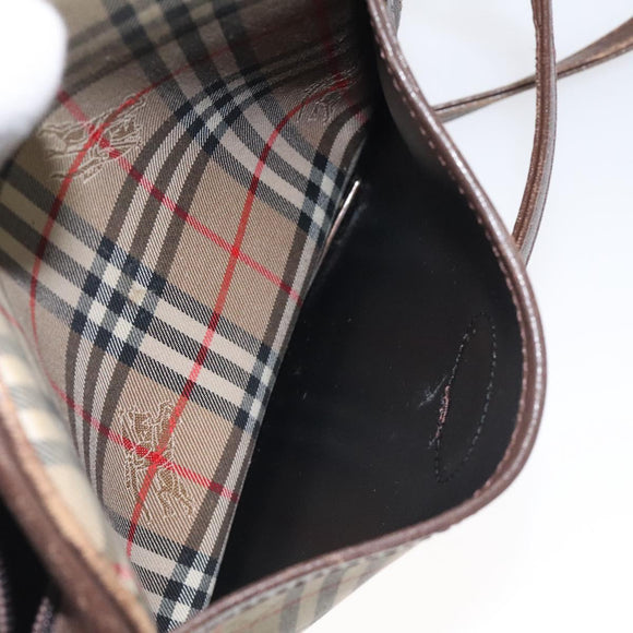 Burberrys Nova Check Shoulder Bag Canvas Beige Gold Auth BA1424