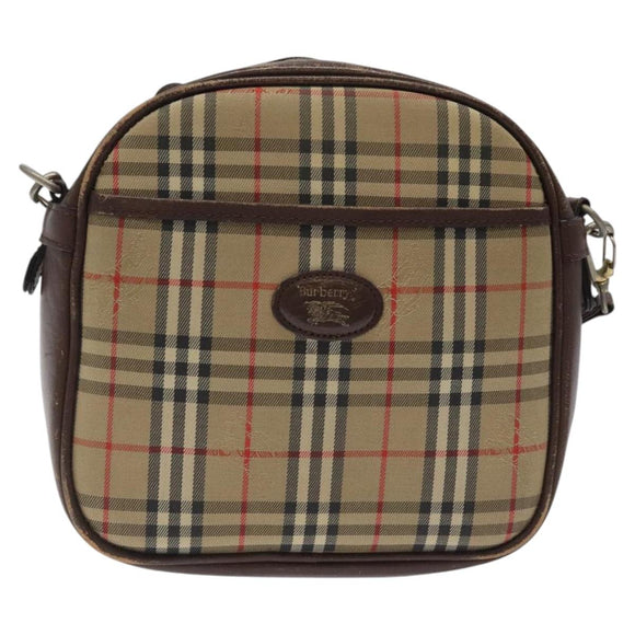 Burberrys Nova Check Shoulder Bag Canvas Beige Gold Auth BA1424