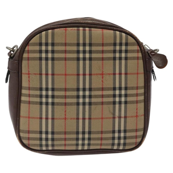 Burberrys Nova Check Shoulder Bag Canvas Beige Gold Auth BA1424