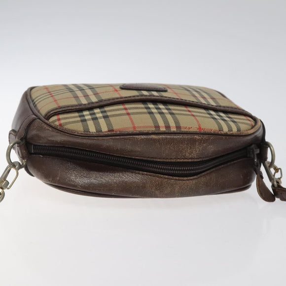 Burberrys Nova Check Shoulder Bag Canvas Beige Gold Auth BA1424