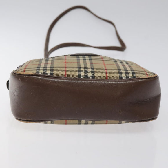 Burberrys Nova Check Shoulder Bag Canvas Beige Gold Auth BA1424