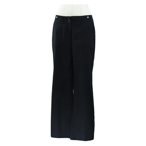 CHANEL Pants Rayon Black CC Auth BA14244V
