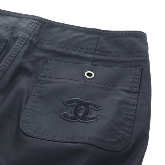 CHANEL Pants Rayon Black CC Auth BA14244V