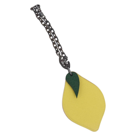 HERMES Lemon Charm Leather Yellow Auth BA14245M