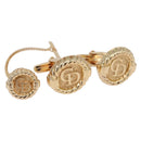 Christian Dior Cuffs & Lapel Pin Set Metal Gold Tone Auth BA14246-1