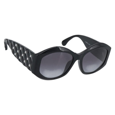 CHANEL Sunglasses Plastic Black CC Auth BA14257M