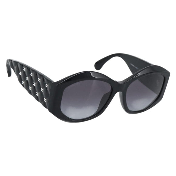 CHANEL Sunglasses Plastic Black CC Auth BA14257M