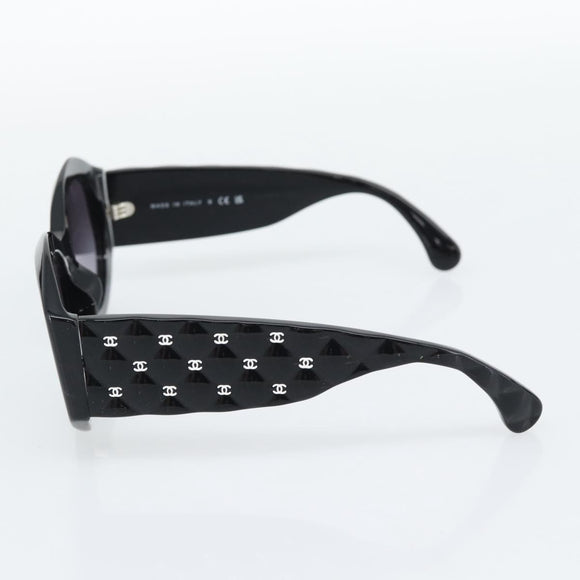 CHANEL Sunglasses Plastic Black CC Auth BA14257M