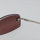 CHANEL Rimless Sunglasses Metal Red Silver CC Auth BA14258M-11