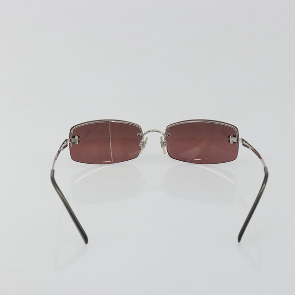 CHANEL Rimless Sunglasses Metal Red Silver CC Auth BA14258M