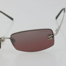 CHANEL Rimless Sunglasses Metal Red Silver CC Auth BA14258M-7