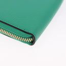 Salvatore Ferragamo Gancini Coin Purse Leather Green Gold Tone Auth BA14262M-15