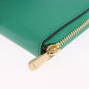 Salvatore Ferragamo Gancini Coin Purse Leather Green Gold Tone Auth BA14262M-16