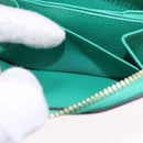 Salvatore Ferragamo Gancini Coin Purse Leather Green Gold Tone Auth BA14262M-19