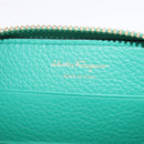 Salvatore Ferragamo Gancini Coin Purse Leather Green Gold Tone Auth BA14262M-20