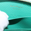 Salvatore Ferragamo Gancini Coin Purse Leather Green Gold Tone Auth BA14262M-11