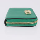 Salvatore Ferragamo Gancini Coin Purse Leather Green Gold Tone Auth BA14262M-3