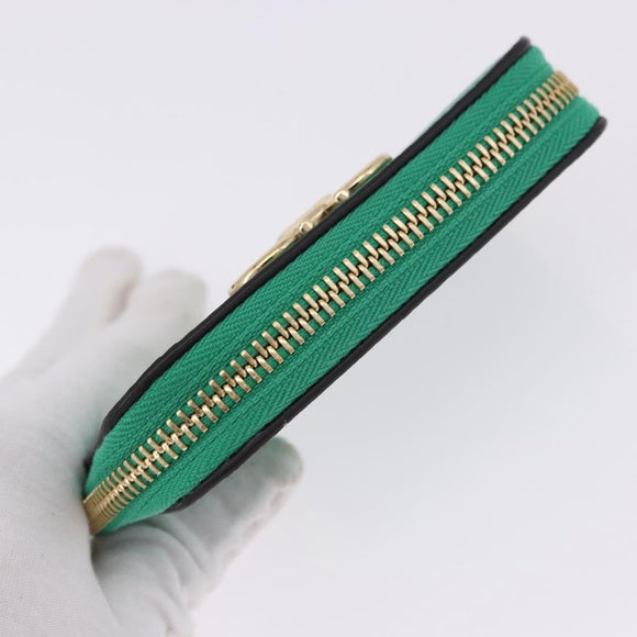 Salvatore Ferragamo Gancini Coin Purse Leather Green Gold Tone Auth BA14262M