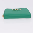Salvatore Ferragamo Gancini Coin Purse Leather Green Gold Tone Auth BA14262M-6