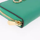 Salvatore Ferragamo Gancini Coin Purse Leather Green Gold Tone Auth BA14262M-7