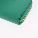 Salvatore Ferragamo Gancini Coin Purse Leather Green Gold Tone Auth BA14262M-14
