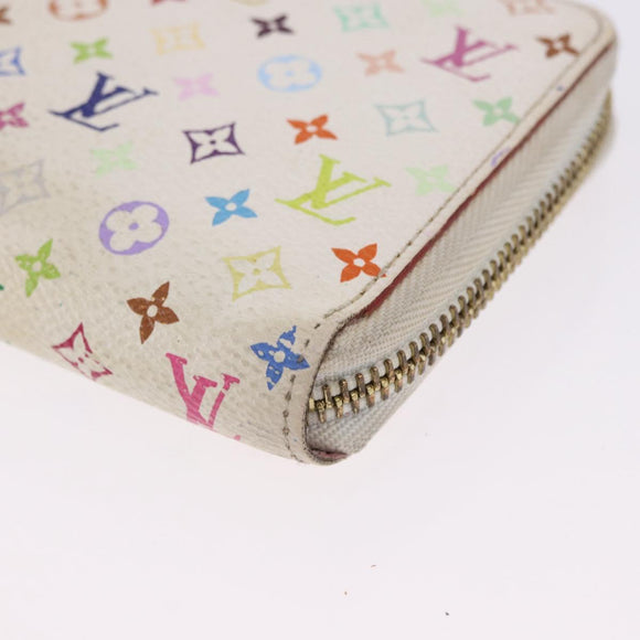 LOUIS VUITTON Monogram Multicolor Zippy Wallet White M60241 LV Auth BA14264