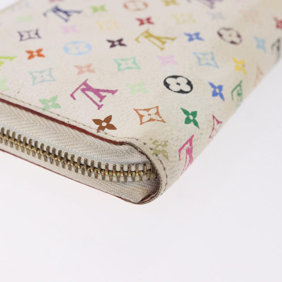 LOUIS VUITTON Monogram Multicolor Zippy Wallet White M60241 LV Auth BA14264