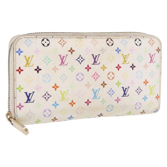 LOUIS VUITTON Monogram Multicolor Zippy Wallet White M60241 LV Auth BA14264
