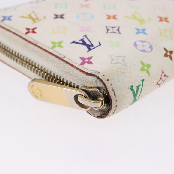 LOUIS VUITTON Monogram Multicolor Zippy Wallet White M60241 LV Auth BA14264