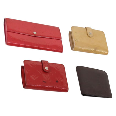 LOUIS VUITTON Monogram Vernis Epi Wallet 4 Set Red Beige Brown LV Auth BA14267