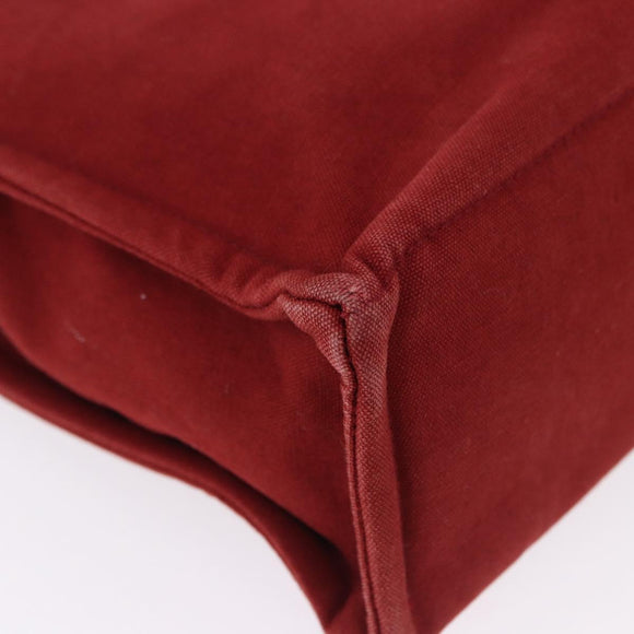 HERMES Fourre Tout MM Hand Bag Canvas Red Silver Auth BA14300