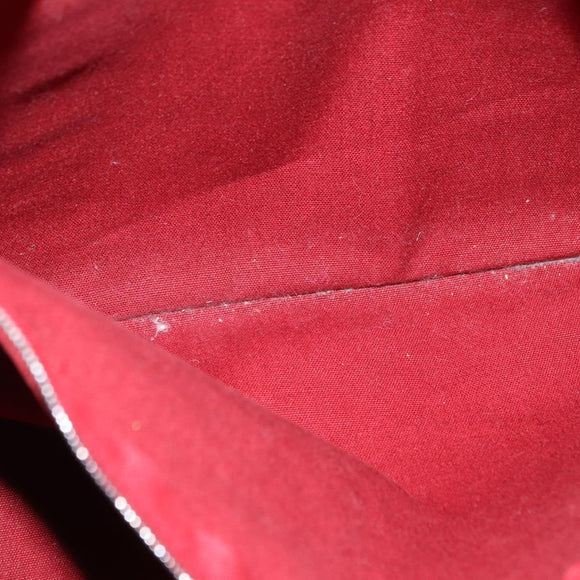 HERMES Fourre Tout MM Hand Bag Canvas Red Silver Auth BA14300